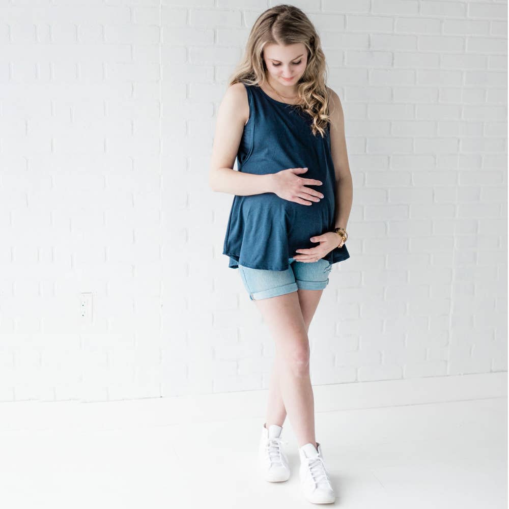 Sasha Maternity and Nursing Tank Top -Navy