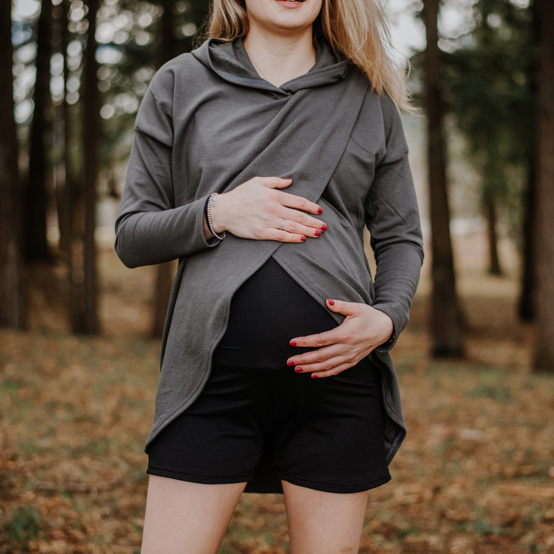 Nadia Maternity Jogger Shorts-Black